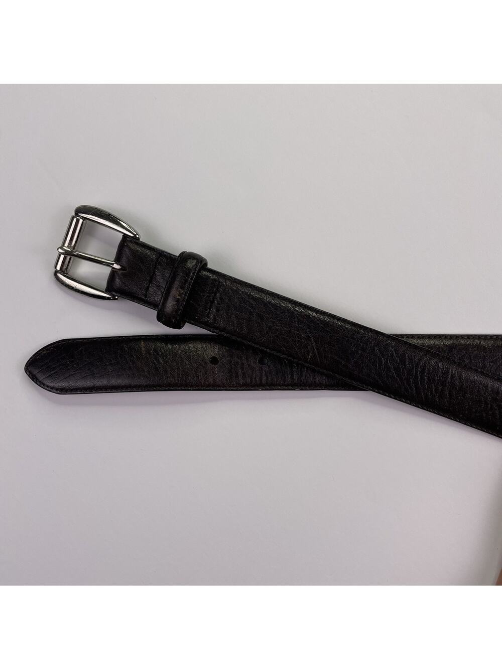 Polo Ralph Lauren Leather‎ Belt Dark Brown Size 30-32 Solid Brass Silver Buckle